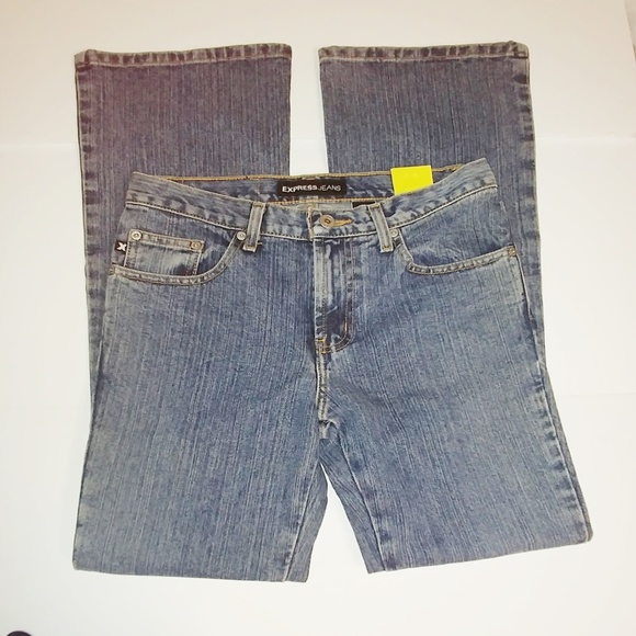Express Jeans Size 1-2 dark blast Low Rise Flare - Picture 1 of 6